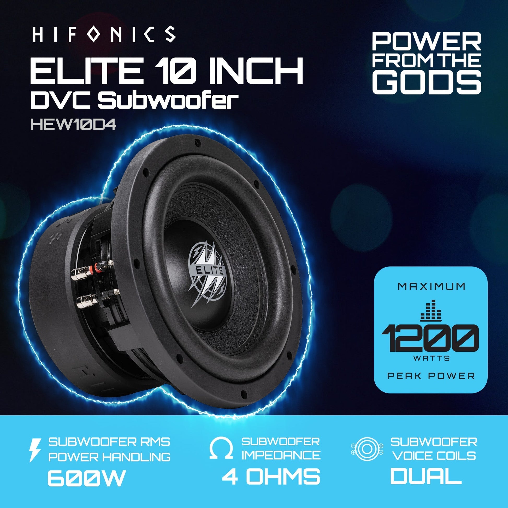 Hifonics 4 Pack ELITE 10" Subwoofer, Dual Voice Coil Car Audio Speaker, 1200W - Find Fresh Goods