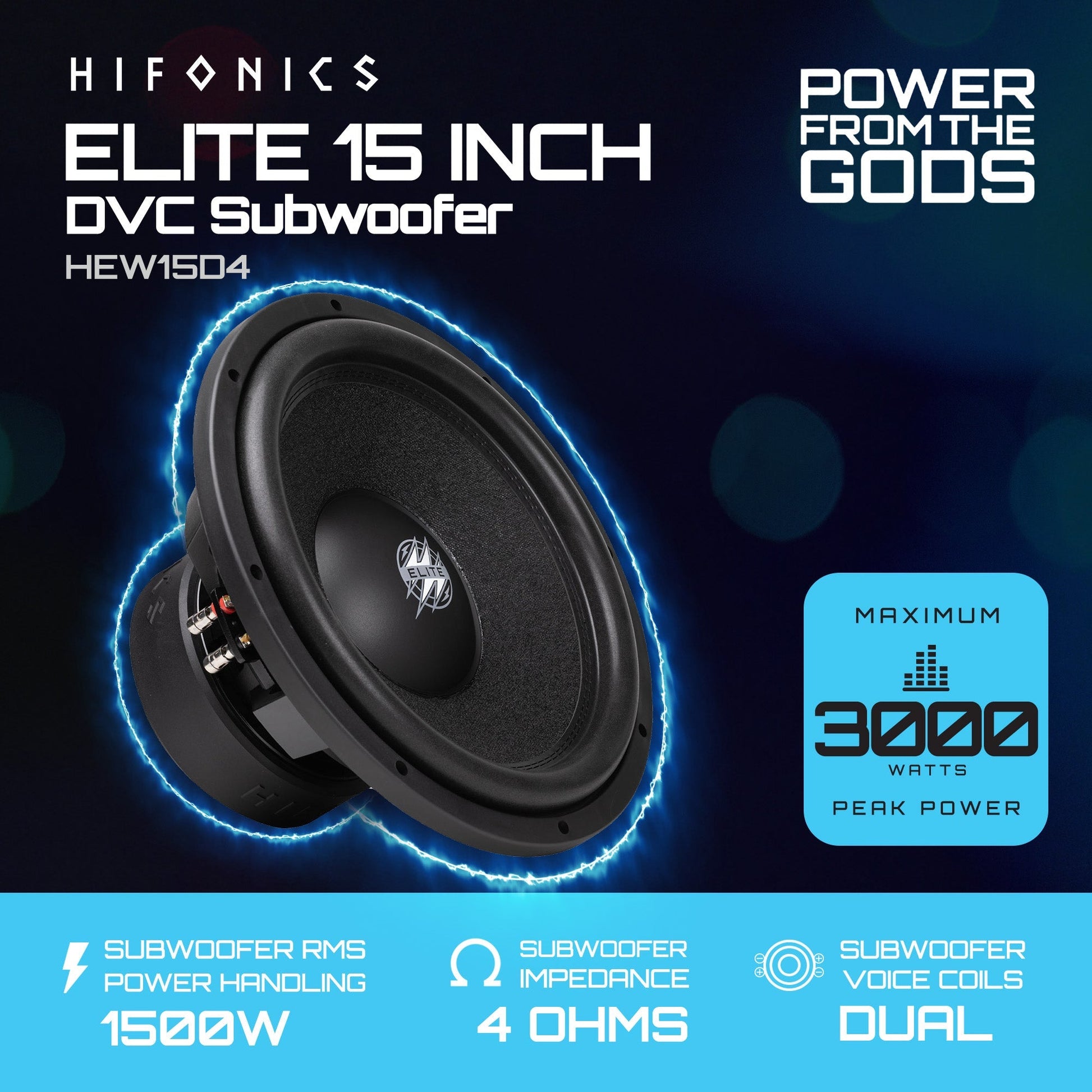 Hifonics ELITE 15 Inch Subwoofer, Dual Voice Coil Car Audio Speaker, 3000 Watt - Find Fresh Goods