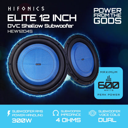 Hifonics ELITE 12” Shallow Subwoofer Dual Voice Coil Car Audio Speaker, 600 Watt - Find Fresh Goods