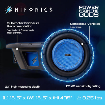Hifonics 2 Pack ELITE 12” Shallow Subwoofer Dual Voice Coil Audio Speaker, 600W - Find Fresh Goods