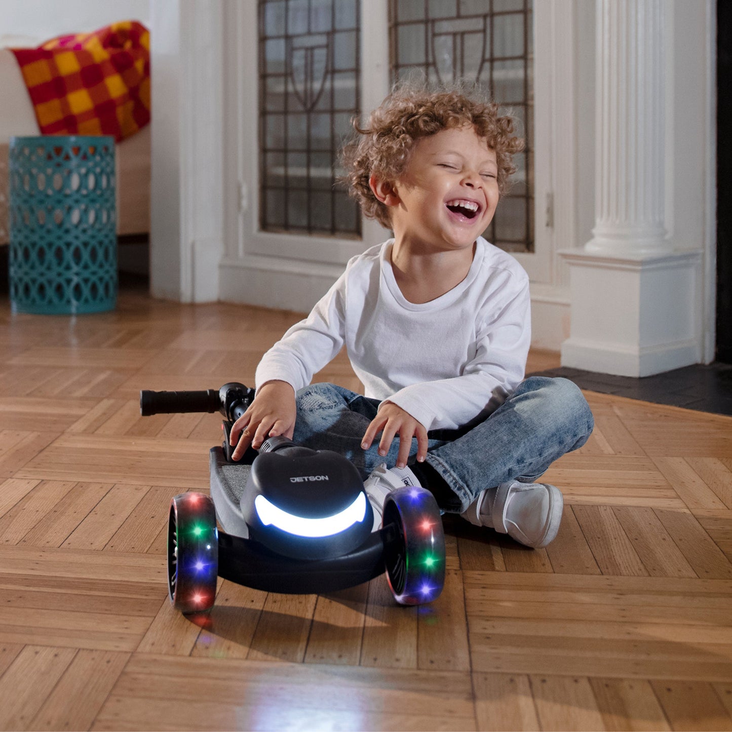 Jetson Mini 3 Wheel Light Up Scooter Adjustable Kick Ride On Toy for Kids, Black