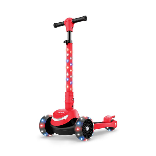 Jetson Jupiter Mini 3 Wheel Light-Up Kick Scooter with Adjustable Handlebar, Red