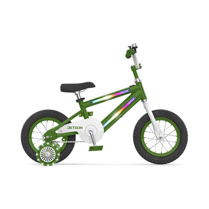 Jetson Light Rider 12" LED Kids Bike with Coaster Brakes, Training Wheels, Green