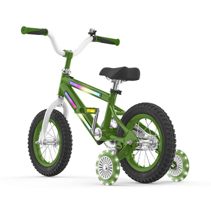 Jetson Light Rider 12" LED Kids Bike with Coaster Brakes, Training Wheels, Green