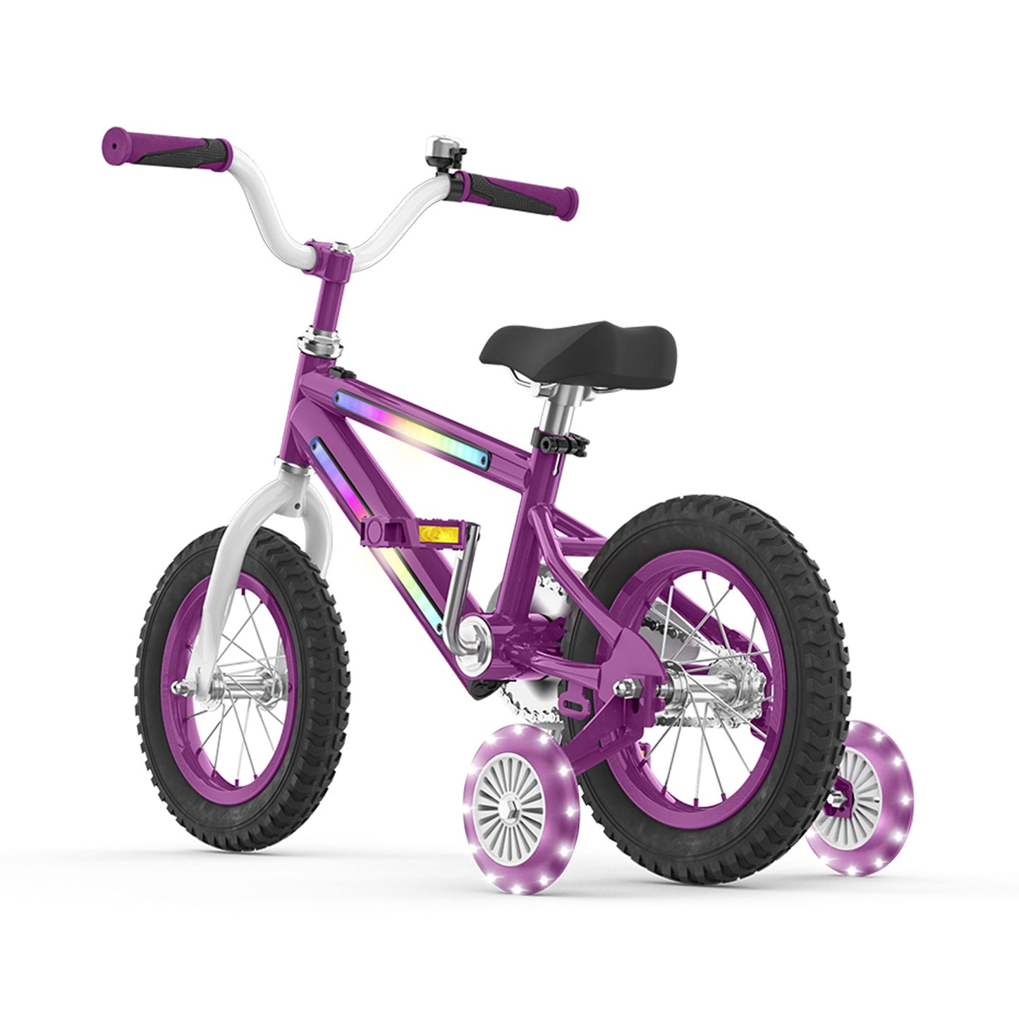 Jetson Light Rider 12" LED Kid Bike with Coaster Brakes, Training Wheels, Purple