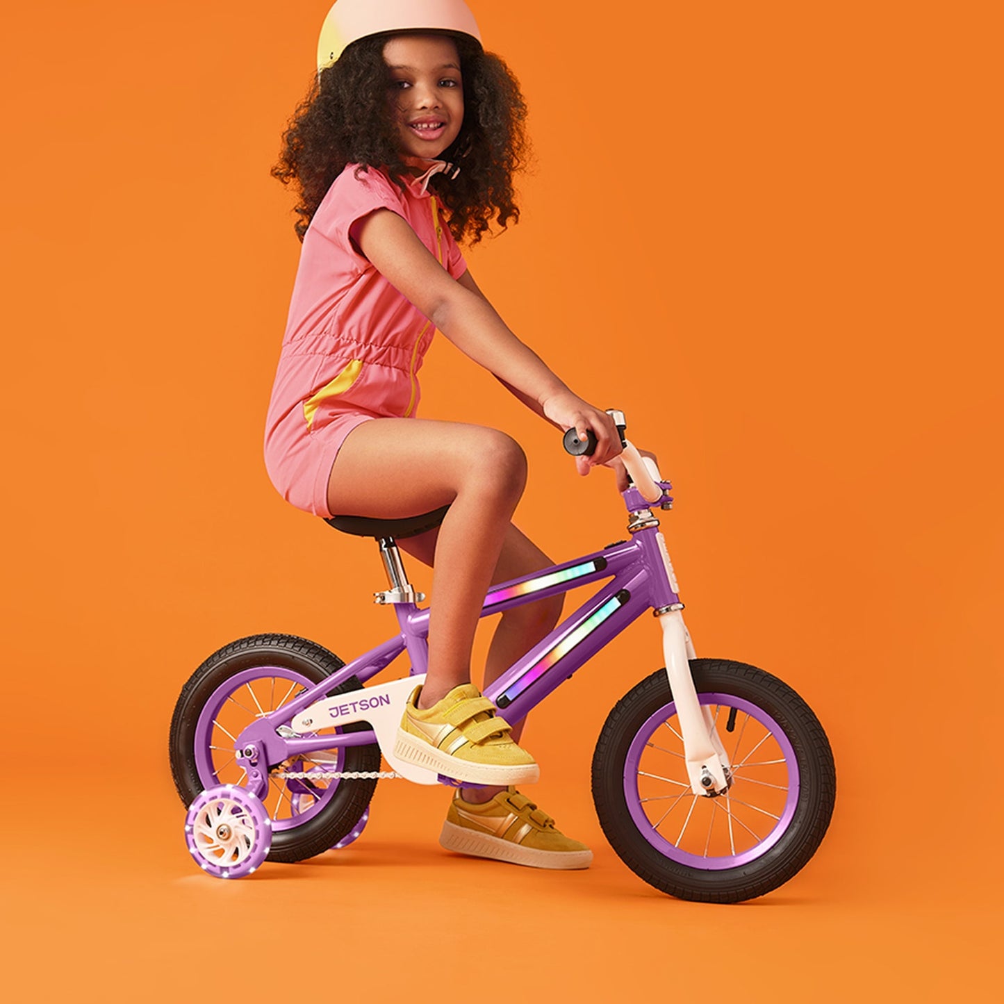 Jetson Light Rider 12" LED Kid Bike with Coaster Brakes, Training Wheels, Purple