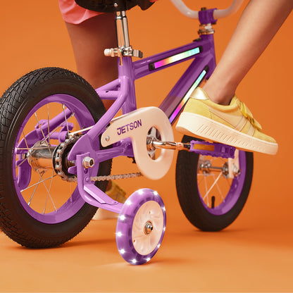 Jetson Light Rider 12" LED Kid Bike with Coaster Brakes, Training Wheels, Purple