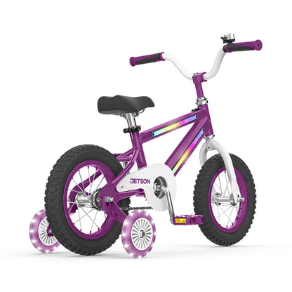 Jetson Light Rider 12" LED Kid Bike with Coaster Brakes, Training Wheels, Purple