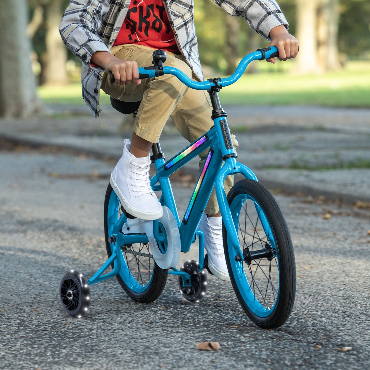 Jetson Light Rider 16" LED Kids Bike with Coaster Brakes, Training Wheels, Blue