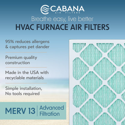 Cabana Air Filters 6 Pack HVAC Furnace Air Filters, MERV 13, 18 x 18 x 1, White