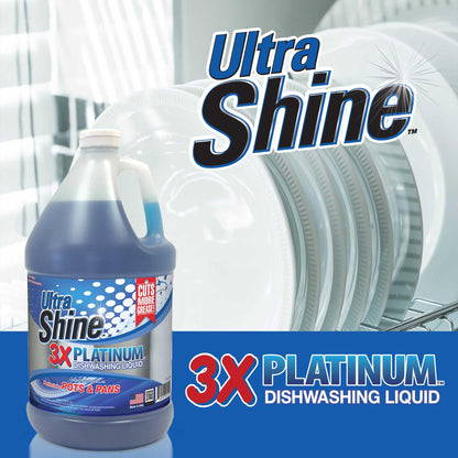 Ultra Shine™ 4 Pack 3X Platinum™ Dishwashing Liquid Grease Remover, 1 Gallon