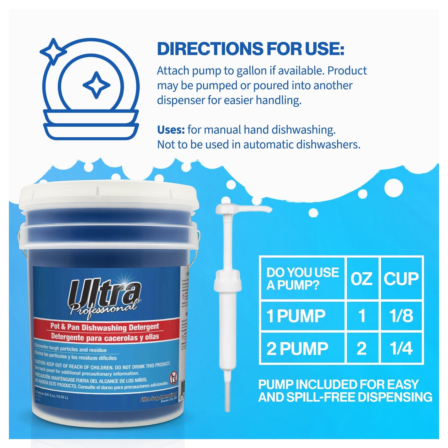 Ultra Professional™ 5 Gal Pots & Pans Dishwashing Detergent Fresh Scent, Blue