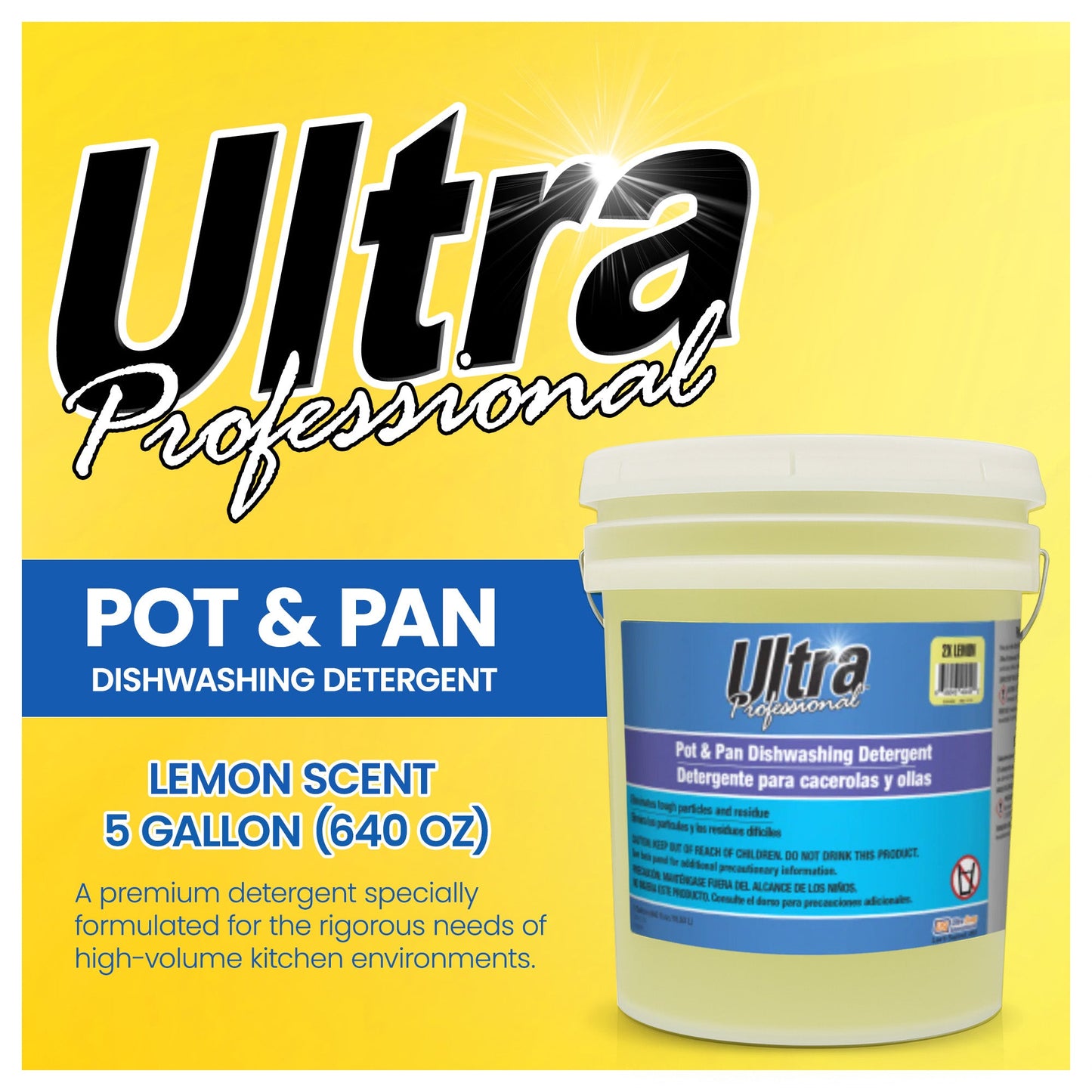 Ultra Professional™ 5 Gal Pots & Pans Dishwashing Detergent Lemon Scent, Yellow