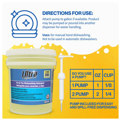 Ultra Professional™ 5 Gal Pots & Pans Dishwashing Detergent Lemon Scent, Yellow
