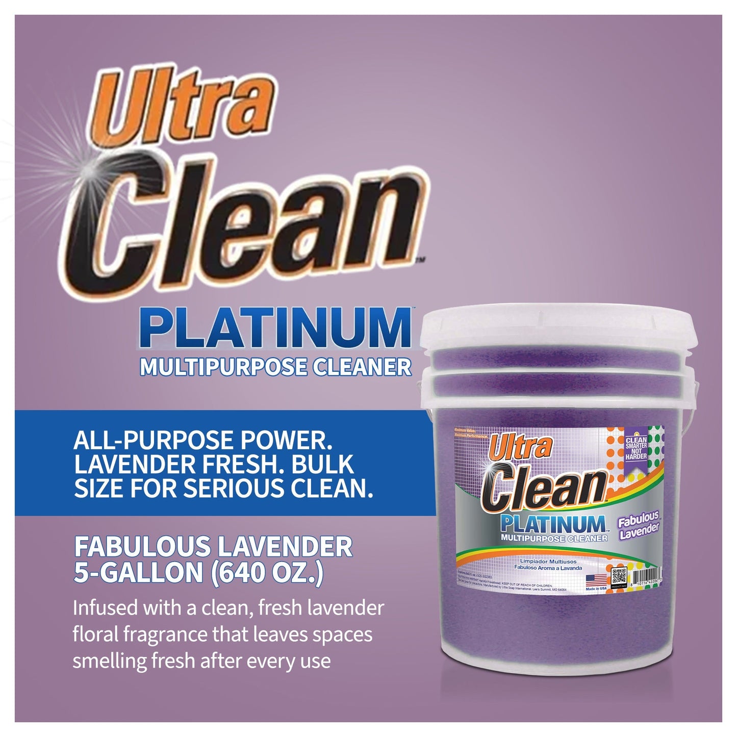 Ultra Clean Platinum Multipurpose Cleaner, Non-Abrasive, Lavender, 5 Gallons