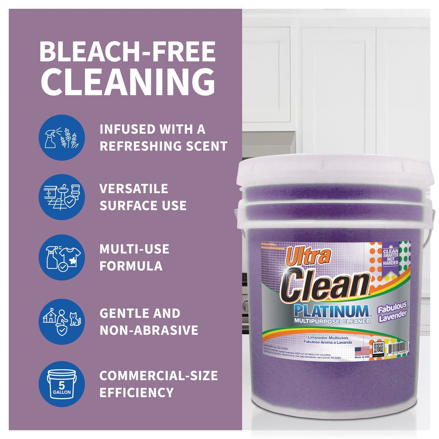 Ultra Clean Platinum Multipurpose Cleaner, Non-Abrasive, Lavender, 5 Gallons