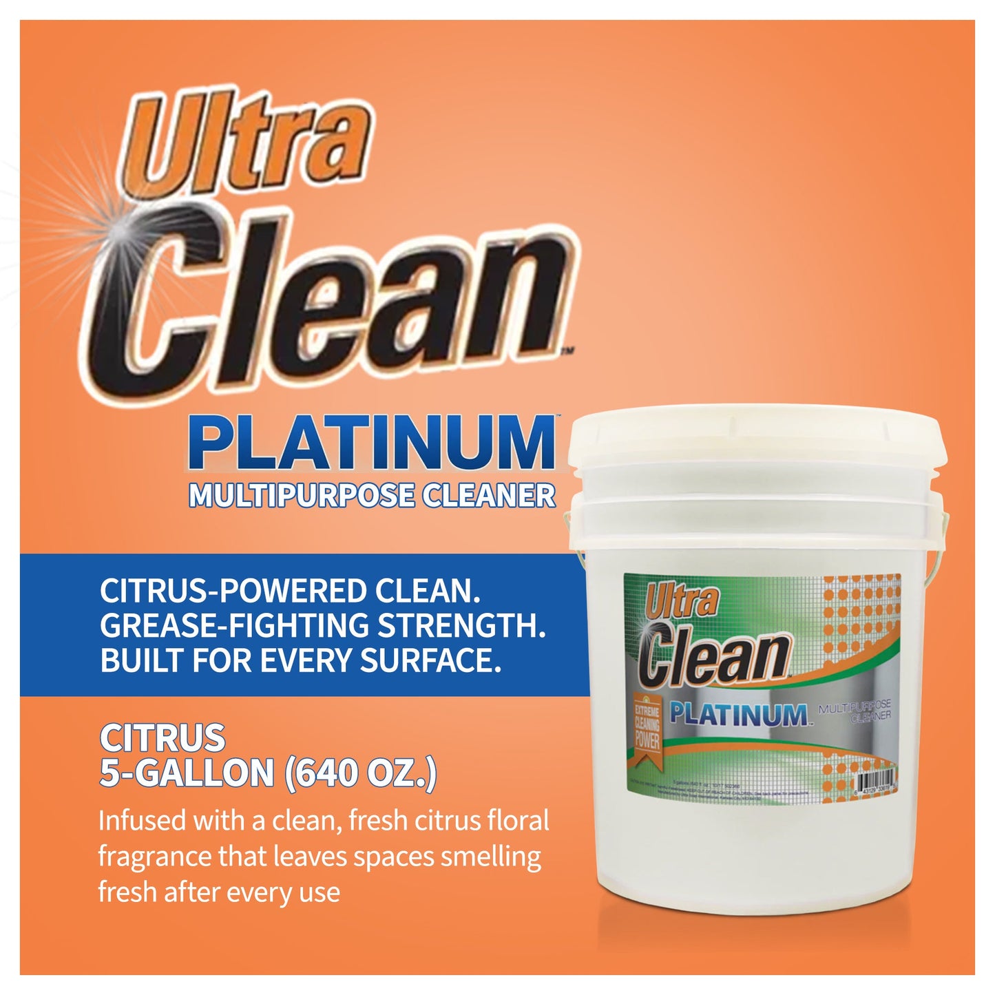 Ultra Clean Platinum Multipurpose Cleaner, Non-Abrasive, Citrus Scent, 5 Gallons