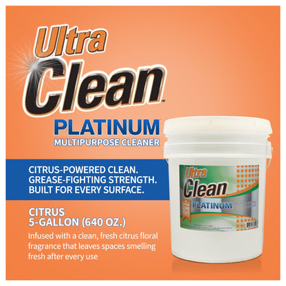 Ultra Clean Platinum Multipurpose Cleaner, Non-Abrasive, Citrus Scent, 5 Gallons