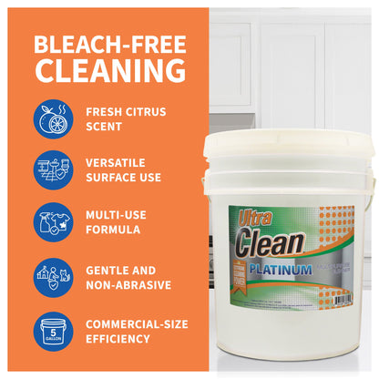 Ultra Clean Platinum Multipurpose Cleaner, Non-Abrasive, Citrus Scent, 5 Gallons