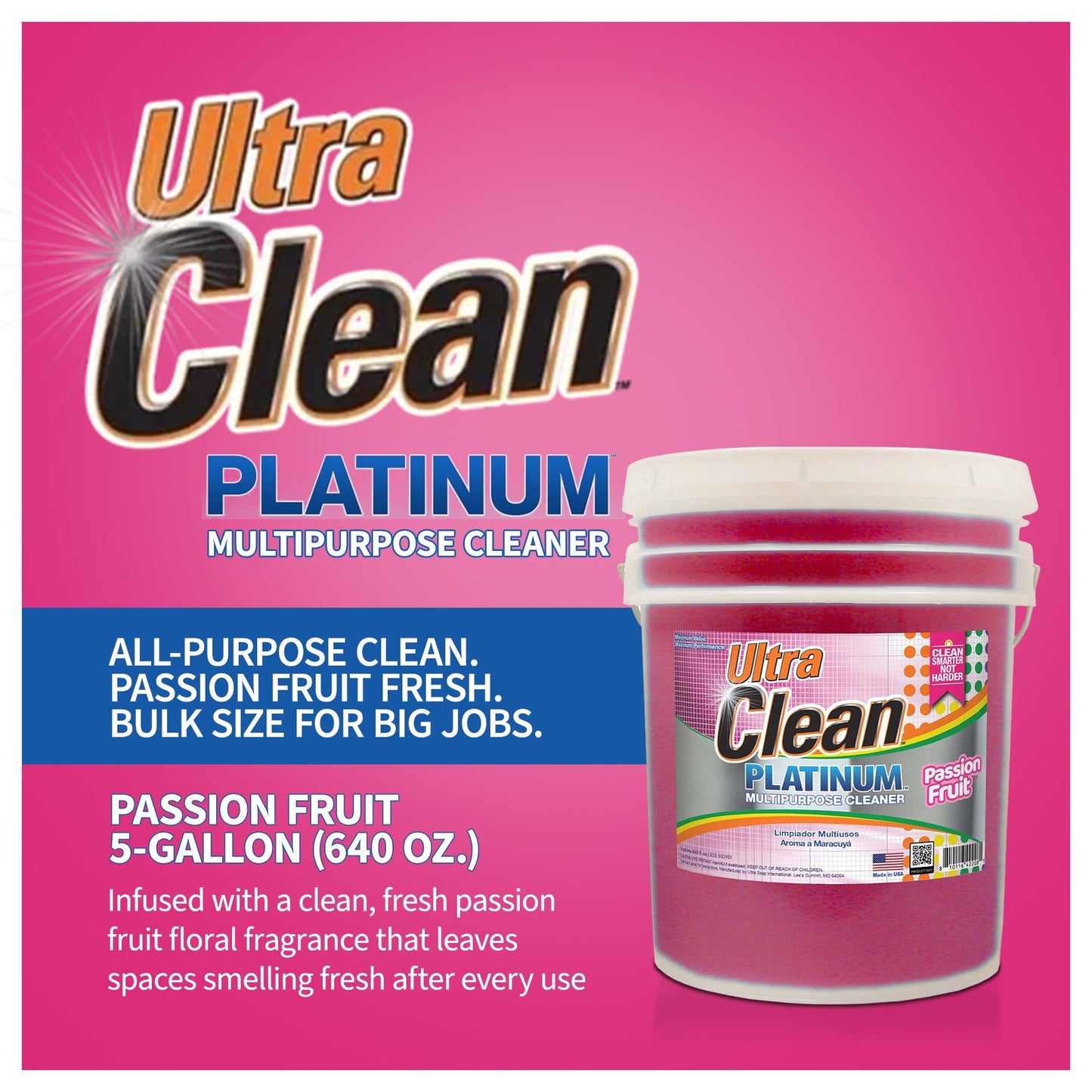 Ultra Clean Platinum Multipurpose Cleaner, Non-Abrasive, Passion Fruit, 5 Gal