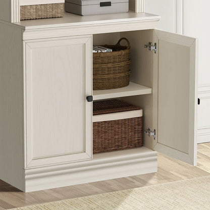 VAUXHILL & CO. Halston Multi-Depth Bookcase, Adjustable Shelving Unit, Doors, Cream