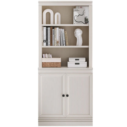 VAUXHILL & CO. Halston Multi-Depth Bookcase, Adjustable Shelving Unit, Doors, Cream