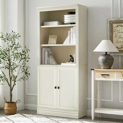 VAUXHILL & CO. Halston Standard Bookcase, Doors, Adjustable Shelf Unit, Cream
