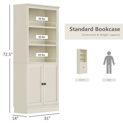 VAUXHILL & CO. Halston Standard Bookcase, Doors, Adjustable Shelf Unit, Cream