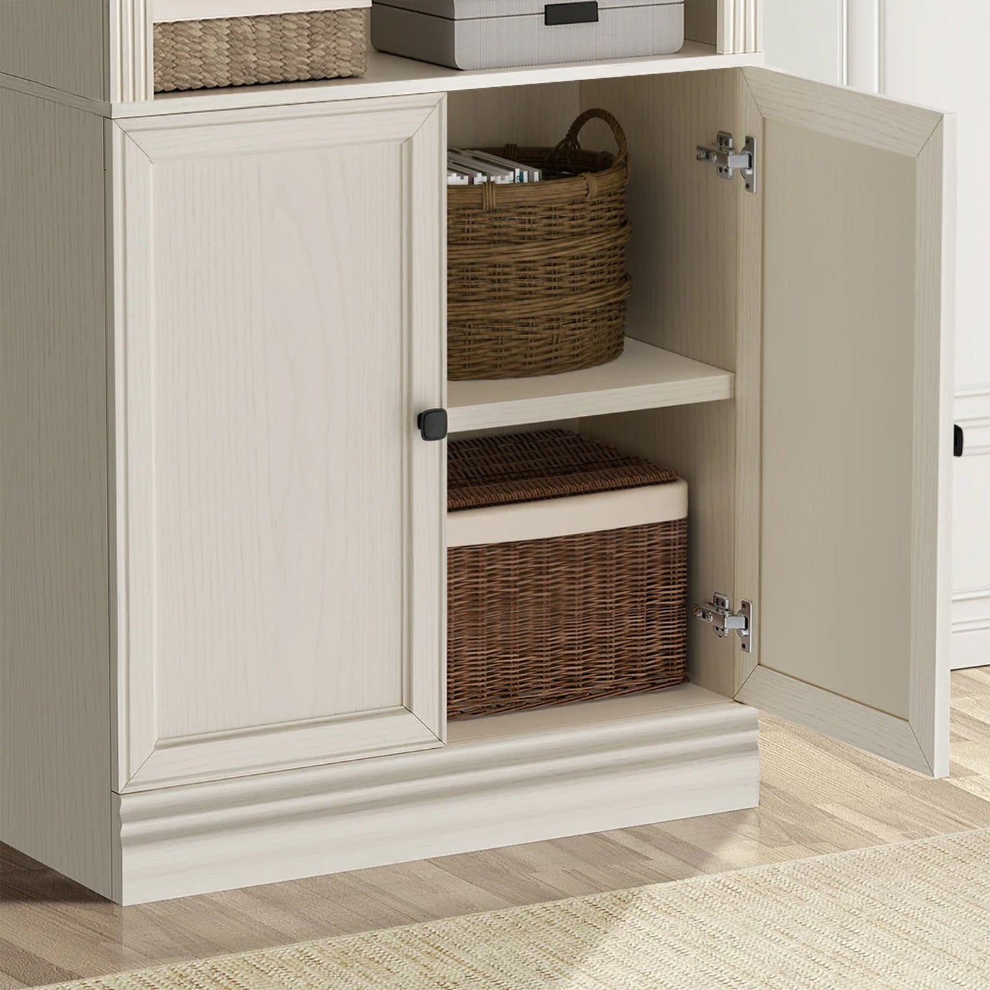 VAUXHILL & CO. Halston Standard Bookcase, Doors, Adjustable Shelf Unit, Cream