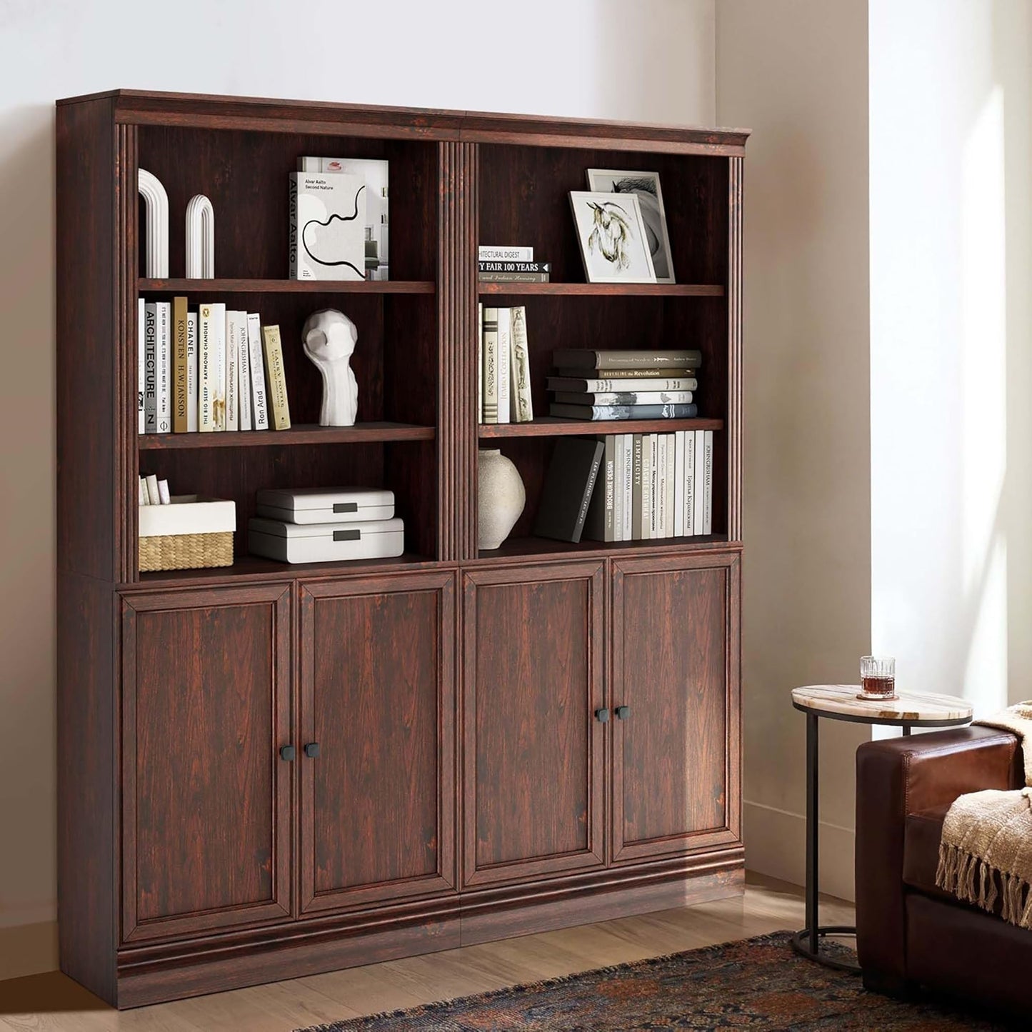 VAUXHILL & CO. Halston Standard Bookcase, Doors, Adjustable Shelf Unit, Cherry