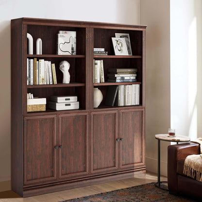 VAUXHILL & CO. Halston Standard Bookcase, Doors, Adjustable Shelf Unit, Cherry