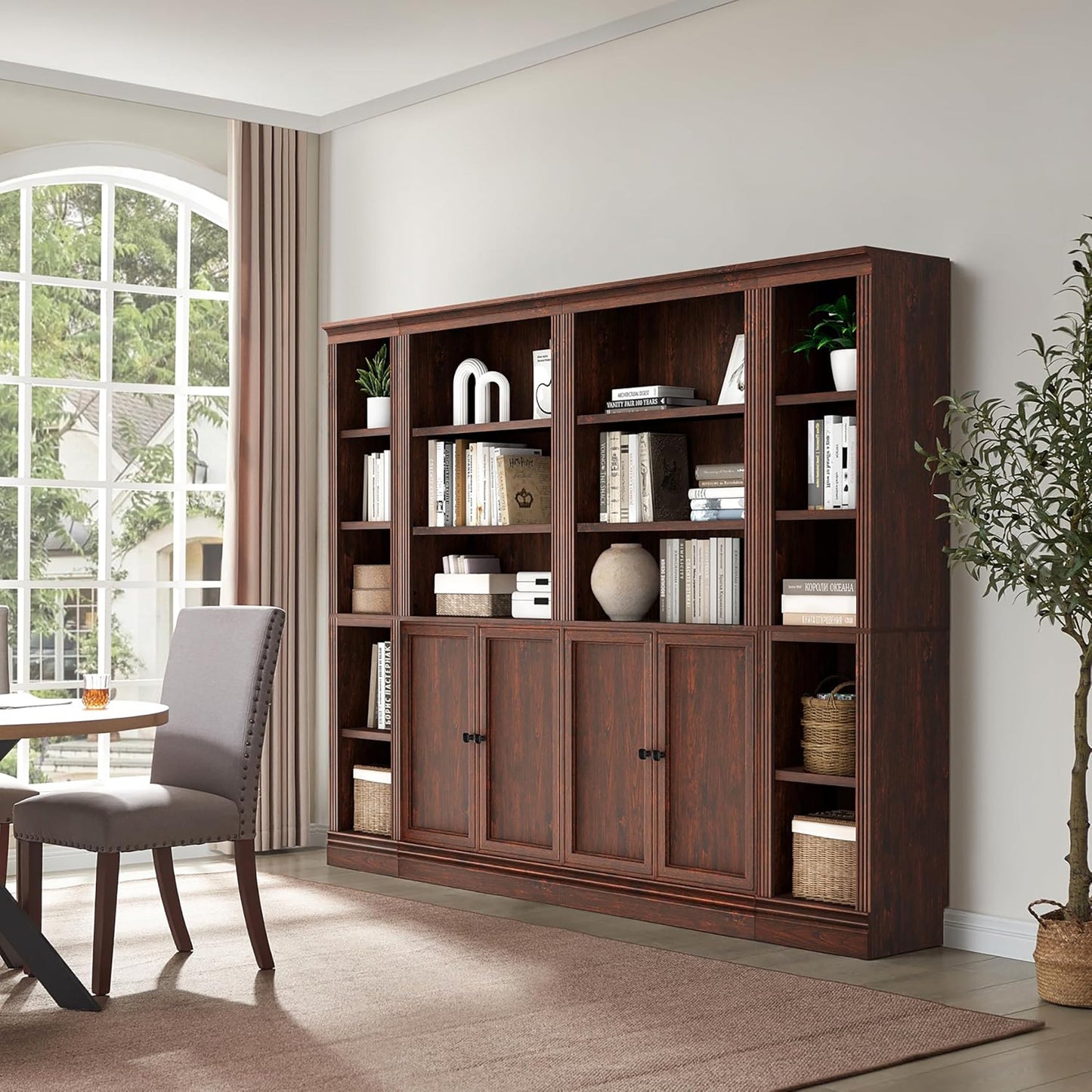 VAUXHILL & CO. Halston Standard Bookcase, Doors, Adjustable Shelf Unit, Cherry