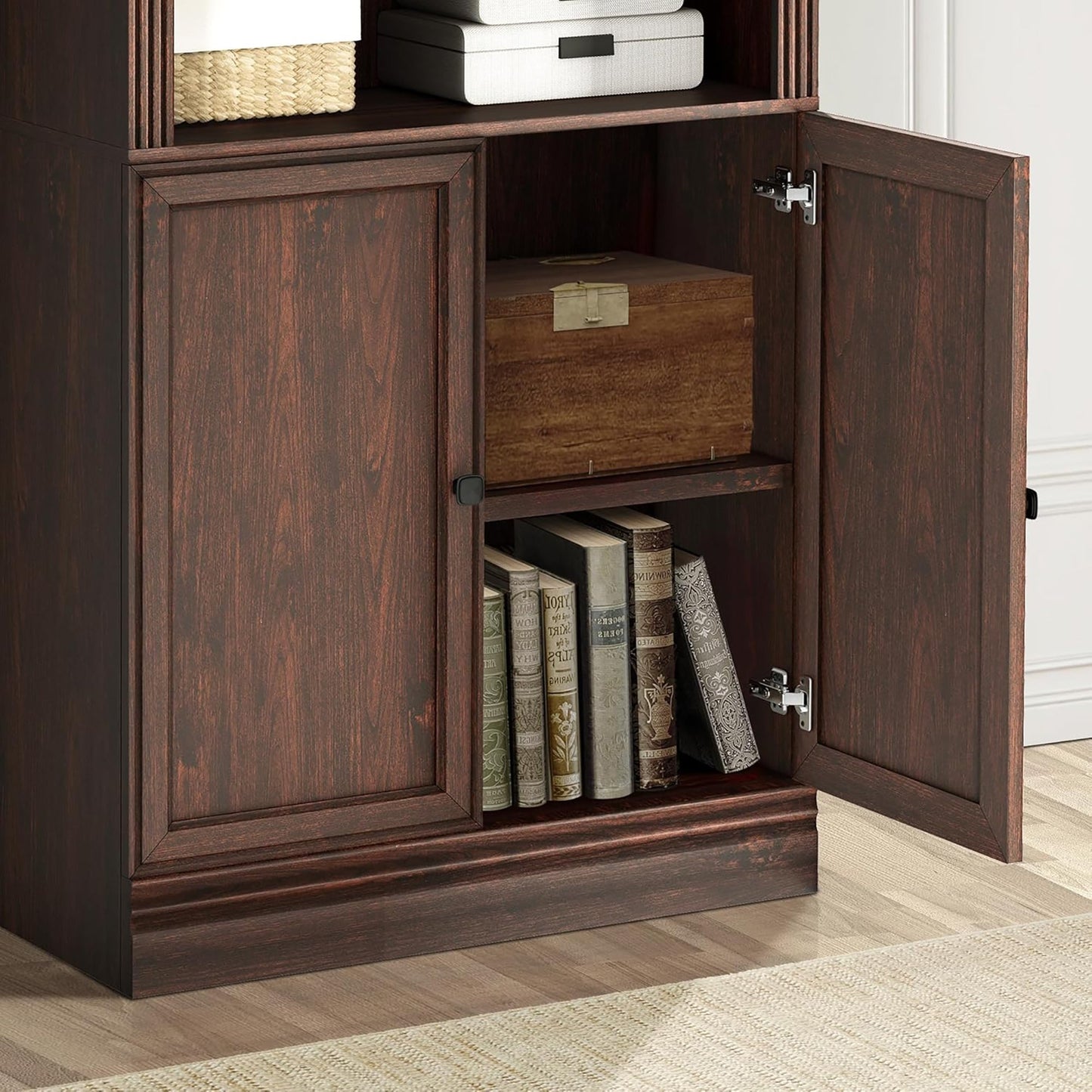 VAUXHILL & CO. Halston Standard Bookcase, Doors, Adjustable Shelf Unit, Cherry