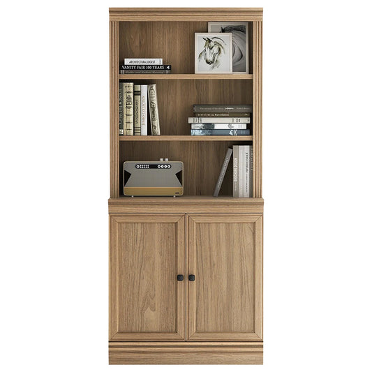 VAUXHILL & CO. Halston Multi-Depth Bookcase Adjustable Shelving Unit, Doors, Oak