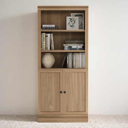 VAUXHILL & CO. Halston Standard Bookcase, Doors, Adjustable Shelving Unit, Oak