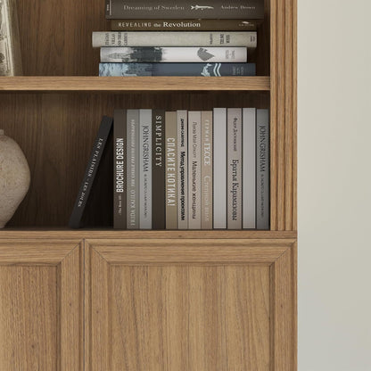 VAUXHILL & CO. Halston Standard Bookcase, Doors, Adjustable Shelving Unit, Oak