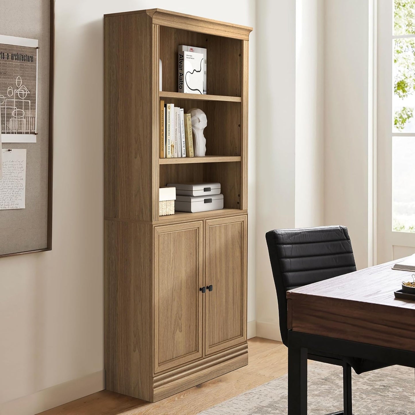 VAUXHILL & CO. Halston Standard Bookcase, Doors, Adjustable Shelving Unit, Oak