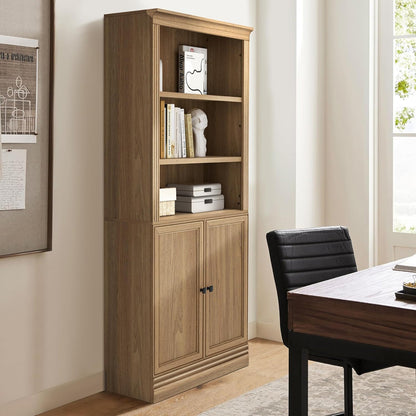 VAUXHILL & CO. Halston Standard Bookcase, Doors, Adjustable Shelving Unit, Oak