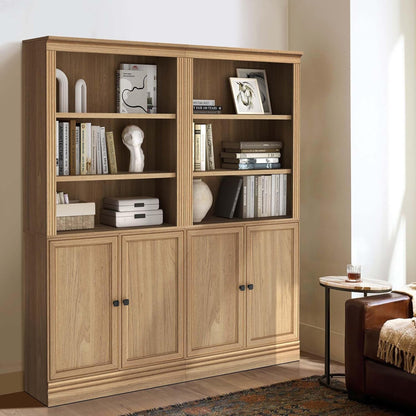 VAUXHILL & CO. Halston Standard Bookcase, Doors, Adjustable Shelving Unit, Oak