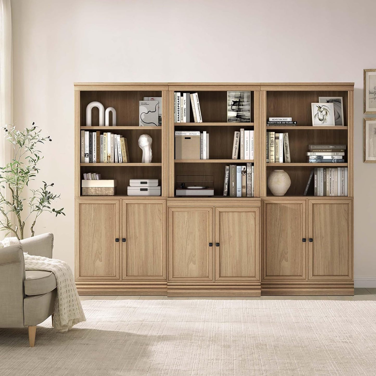 VAUXHILL & CO. Halston Standard Bookcase, Doors, Adjustable Shelving Unit, Oak