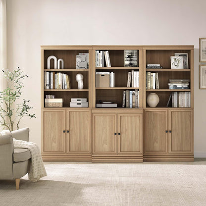 VAUXHILL & CO. Halston Standard Bookcase, Doors, Adjustable Shelving Unit, Oak