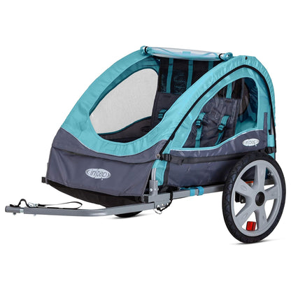 InStep Take 2 Folding Frame Outdoor Nylon Bike Trailer with Double Seat, Blue