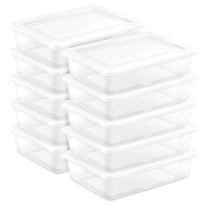 Sterilite 28 Qt Storage Box, Stackable Plastic Container Home Organizer, 10 Pack