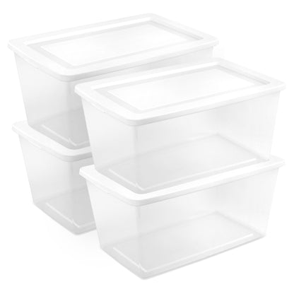 Sterilite 90 Qt Storage Box, Stackable Plastic Container, Home Organizer, 4 Pack