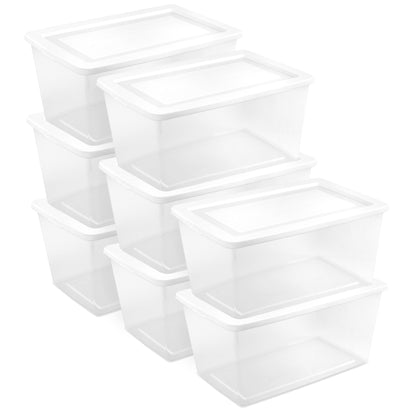 Sterilite 90 Qt Storage Box, Stackable Plastic Container, Home Organizer, 8 Pack