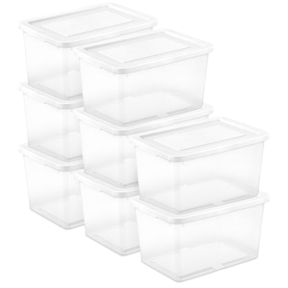 Sterilite 20 Qt Storage Box, Stackable Plastic Container, Home Organizer, 8 Pack