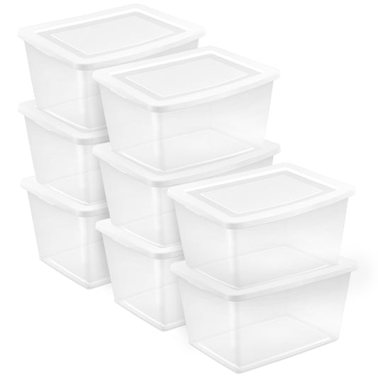 Sterilite 58 Qt Storage Box, Stackable Plastic Container, Home Organizer, 8 Pack