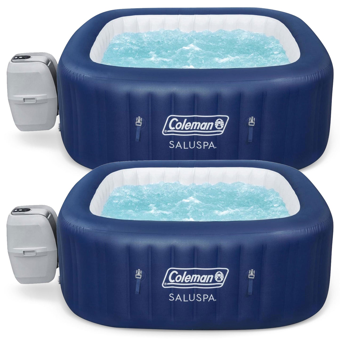 Coleman Atlantis AirJet Square Inflatable Hot Tub with EnergySense Cover, 2 Pack