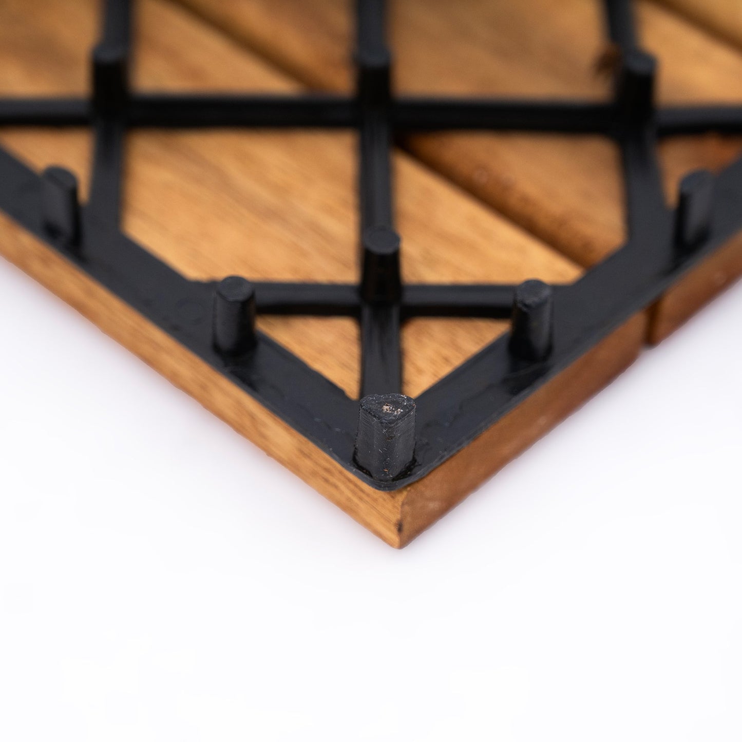 Bliss Outdoors Hardwood 6-Slat Interlocking Wood Deck Tiles, Natural, Set of 10