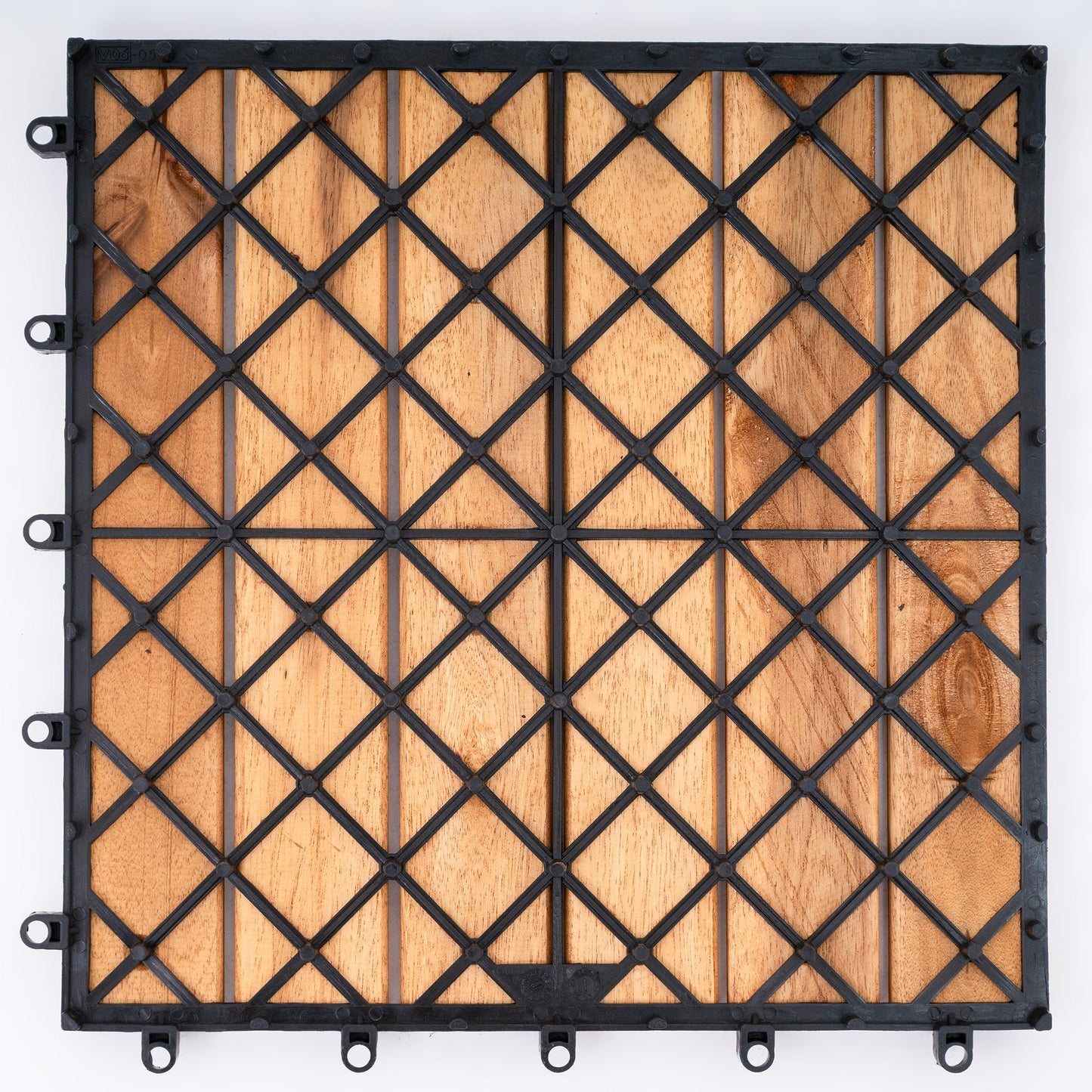 Bliss Outdoors Hardwood 6-Slat Interlocking Wood Deck Tiles, Natural, Set of 10